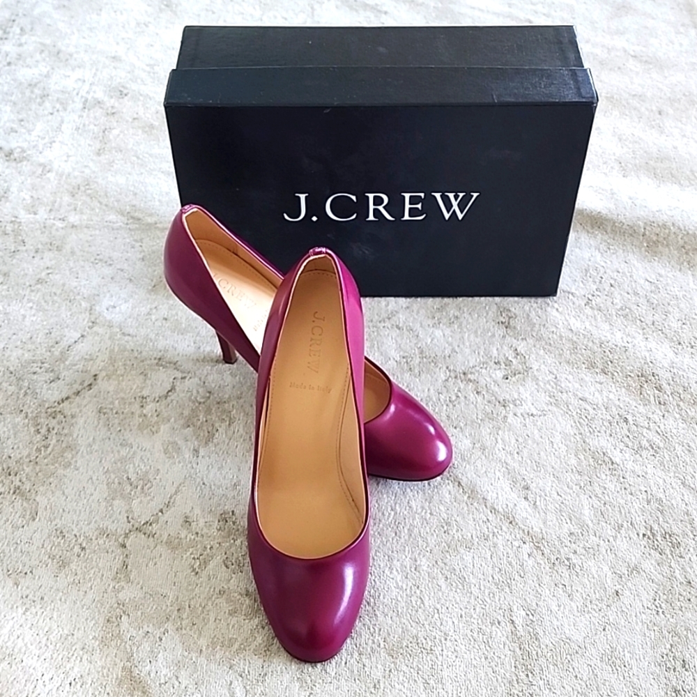 J.Crew Mona Leather Pumps in Red Currant